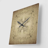 Golden barok op de achtergrond van de grunge. vierkante klok (Hoek)