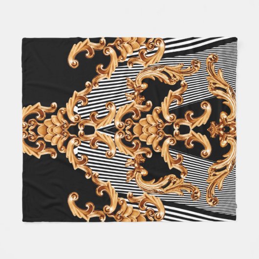 Golden baroksierbloem fleece deken (Voorkant (Horizontaal))