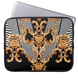 Golden baroksierbloem laptop sleeve