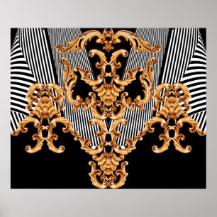 Golden baroksierbloem poster