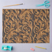 Golden  Baroque Damask op donker leder Tissuepapier (Craft)