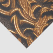 Golden  Baroque Damask op donker leder Tissuepapier (Detail)