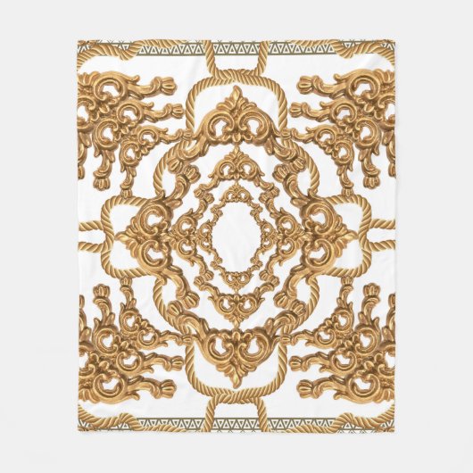Golden Baroque: Luxe Ornament Design. Fleece Deken (Voorkant)