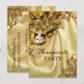 Golden Baroque Masquerade Party Kaart (Voorkant / Achterkant)