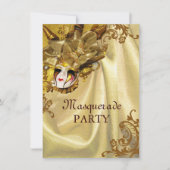 Golden Baroque Masquerade Party Kaart (Voorkant)