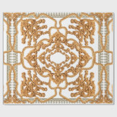 Golden Baroque Ornament. Goudcartouche, goudlittek Cadeaupapier (Vlak)