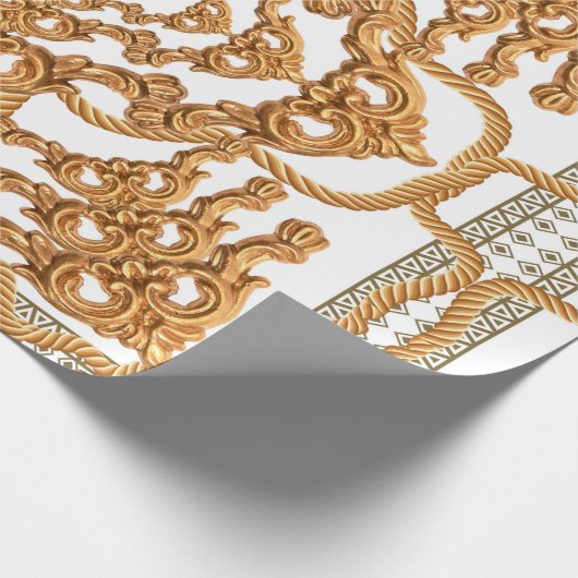 Golden Baroque Ornament. Goudcartouche, goudlittek Cadeaupapier (Hoek)