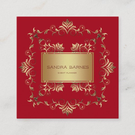 Golden Baroque. Tekst. Vierkante Visitekaartje (Voorkant)