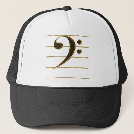 Golden Bass Clef Music Note Trucker Pet (Voorkant)