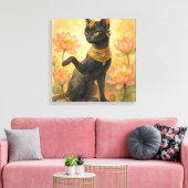 Golden Bastet Cat Godin Lotus Sanctuary Canvas Afdruk (Insitu (Woonkamer))