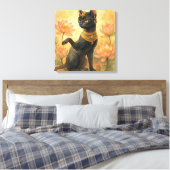 Golden Bastet Cat Godin Lotus Sanctuary Canvas Afdruk (Insitu (Slaapkamer))