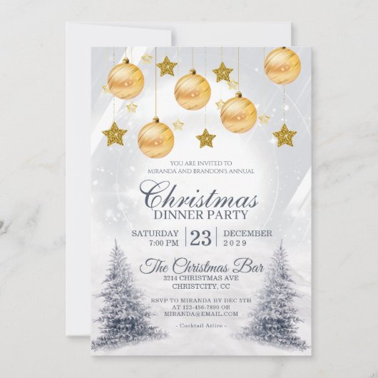 Golden Baubles kerstfeestdag Kaart (Voorkant)