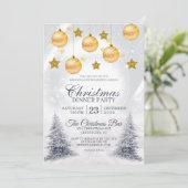 Golden Baubles kerstfeestdag Kaart (Staand voorkant)