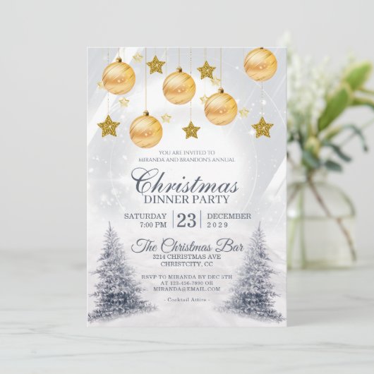 Golden Baubles kerstfeestdag Kaart (Staand voorkant)