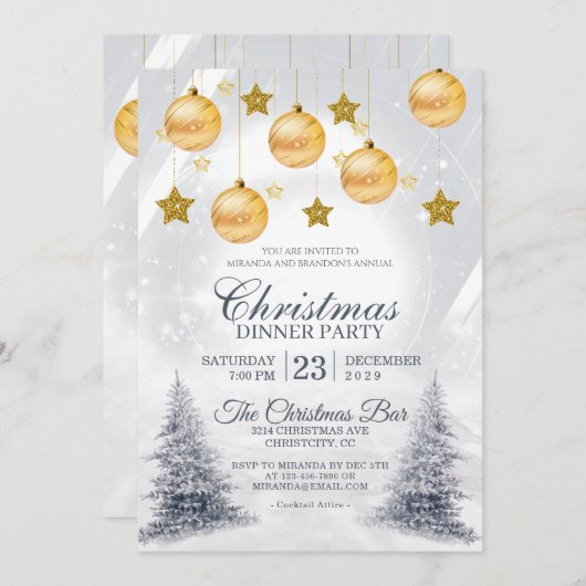 Golden Baubles kerstfeestdag Kaart (Voorkant / Achterkant)