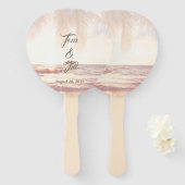 Golden Beach Waterverf Bruiloft Handwaaier (Voorkant en achterkant)