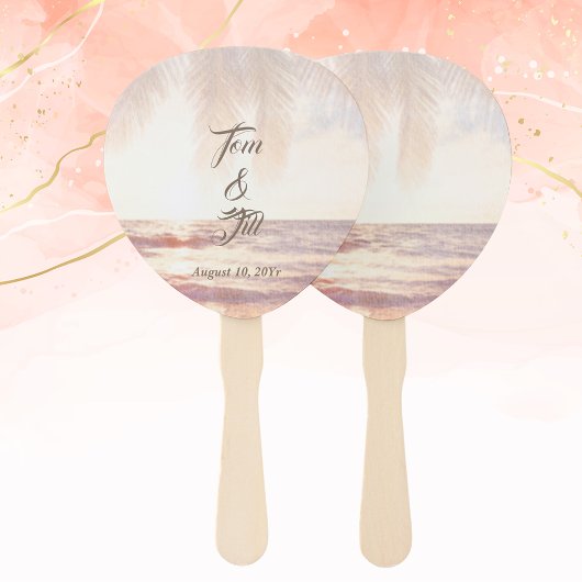Golden Beach Waterverf Bruiloft Handwaaier