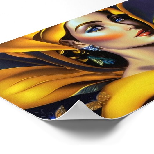 Golden Beauty en Mode Model 1 - AI Art Poster (Hoek)