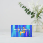 Golden Beauty Logo | Blauwe metallische achtergron Visitekaartje (Staand voorkant)