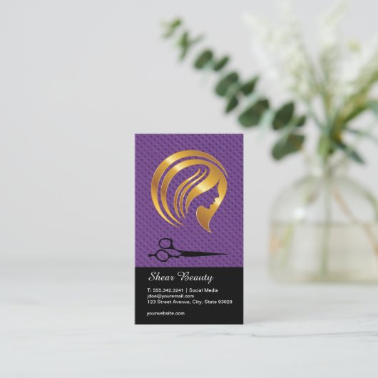 Golden Beauty Logo | Salonschaar Visitekaartje (Staand voorkant)