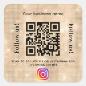 Golden bedrijfsnaam qr code instagram vierkante sticker (Voorkant)
