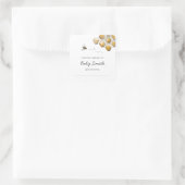 Golden Bee Baby shower Bookplate Vierkante Sticker (Tas)