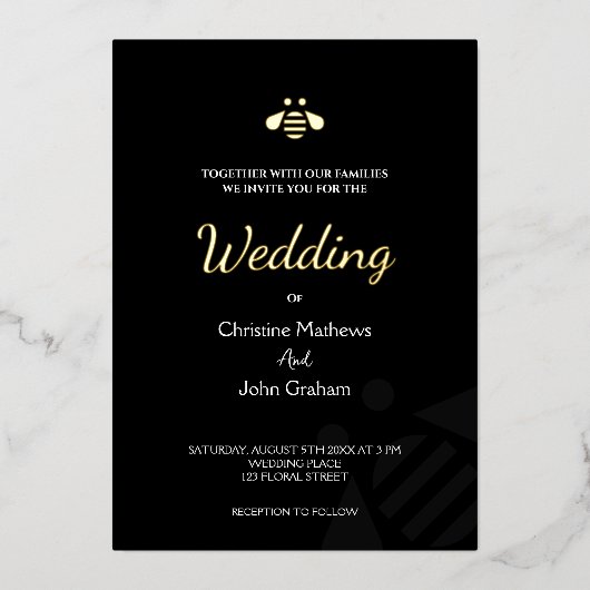 Golden Bee bruiloft uitnodigingen (Voorkant)