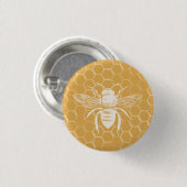 Golden Bee en Honeycomb Ronde Button 3,2 Cm (Voorkant /achterkant)