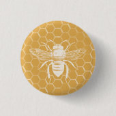 Golden Bee en Honeycomb Ronde Button 3,2 Cm (Voorkant)