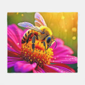 Golden Bee Flower Magic Light Design Fleece Deken (Voorkant (Horizontaal))