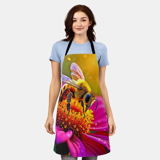 Golden Bee Flower Magic Light Design Schort (Gedragen)