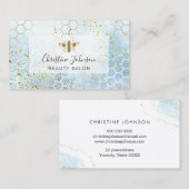 Golden Bee logo Blauwe Honingraat Visitekaartje (Voorkant / Achterkant)