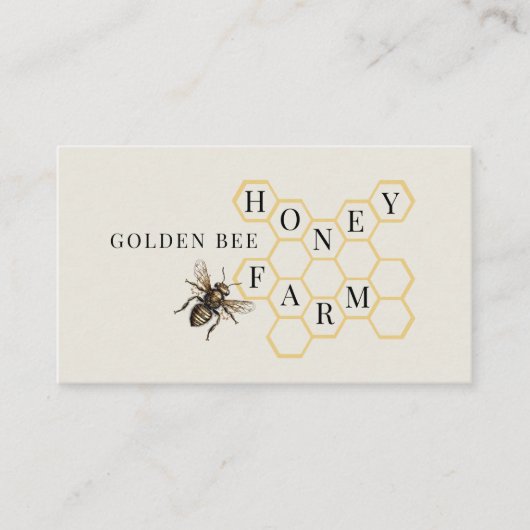  Golden Bee Logo Honingraat Imker Visitekaartje (Voorkant)