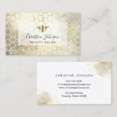 golden bee logo op FAUX glitter waterverf Visitekaartje (Voorkant / Achterkant)