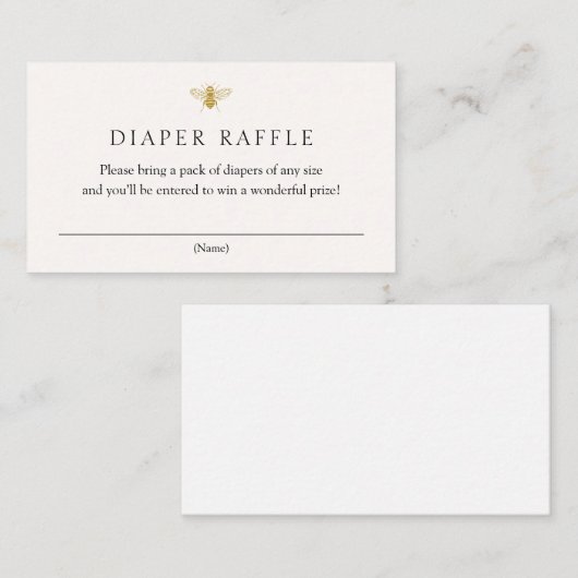 Golden Bee Luier Raffle insert kaart (Voorkant / Achterkant)