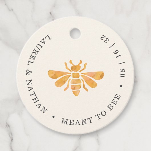 Golden Bee "Meant to Bee" bruiloft Bedankjes Labels (Voorkant)
