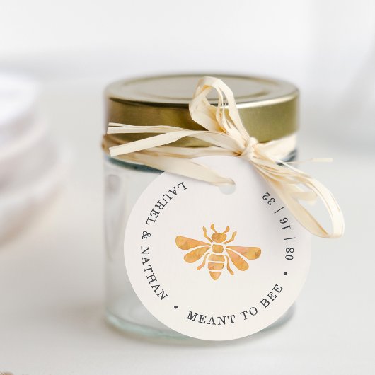 Golden Bee "Meant to Bee" bruiloft Bedankjes Labels
