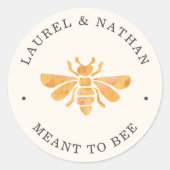 Golden Bee "Meant to Bee" Trouwgunst Ronde Sticker (Voorkant)