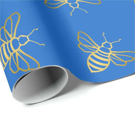 Golden Bee Pattern Cadeaupapier (Rol Hoek)