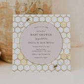 Golden Bee Pink Baby shower Invitation Kaart