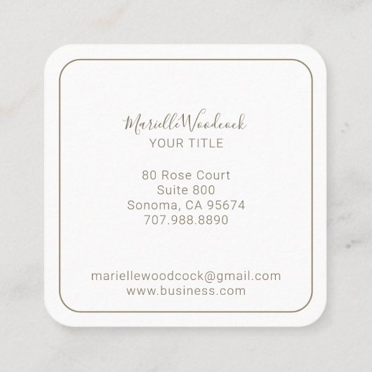 Golden Bee Roos Floral Laurel Vierkante Visitekaartje (Achterkant)