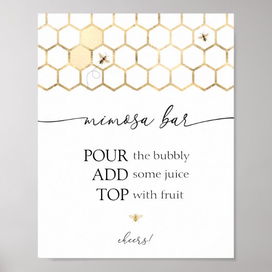 Golden Bee Shower Mimosa Bar Teken Poster (Voorkant)