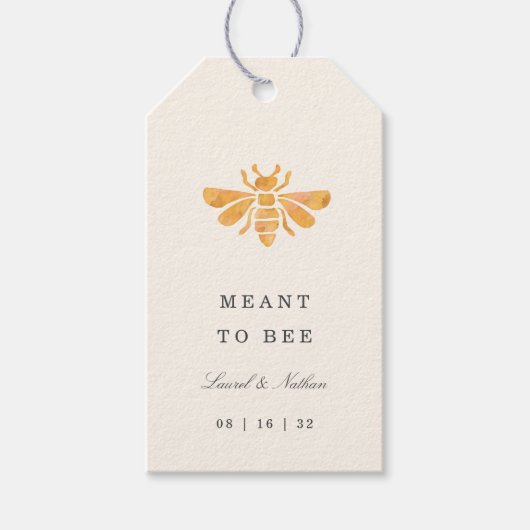 Golden Bee Waterverf "Meant to Bee" Trouwgunst Cadeaulabel (Voorkant)