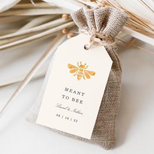 Golden Bee Waterverf "Meant to Bee" Trouwgunst Cadeaulabel