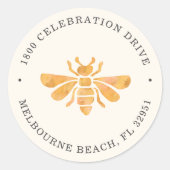 Golden Bee Waterverf retour adres Sticker (Voorkant)