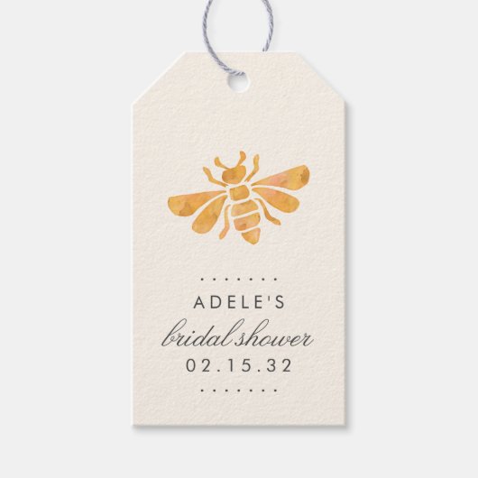 Golden Bee Waterverf Vrijgezellenfeest Favor Cadeaulabel (Voorkant)