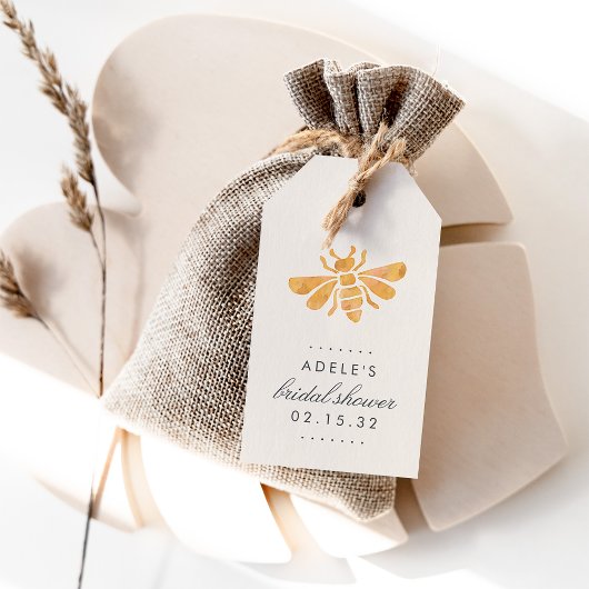 Golden Bee Waterverf Vrijgezellenfeest Favor Cadeaulabel