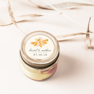 Golden Bee Waterverf Wedding Ronde Sticker