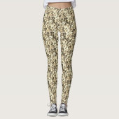 Golden Beige Crowded Dog Face Repeat Pattern Leggings (Voorkant)