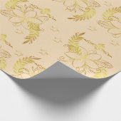 Golden Beige Flower Patterned Cadeaupapier (Hoek)